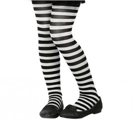 Children's Black and White Striped Tights