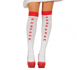 White stockings with red bows