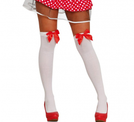 White tights with red bows