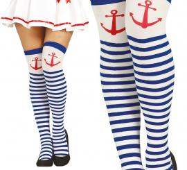 Sailor tights striped with anchors