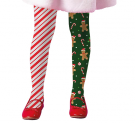 Kinder-Weihnachtsstrümpfe mit Doppelstreifen- und Plätzchen-Aufdruck