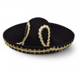 Adult Black and Gold Mini Mexican Sombrero