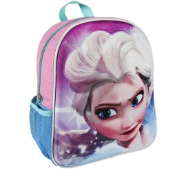 Mochila Elsa infantil com relevo 25x31x10 cm