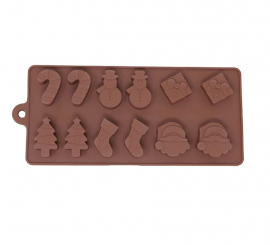 Rectangular mold for 12 Christmas cookies made of silicone, 10x20 cm