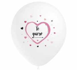 Pack of 8 white balloons I love you, 95 cm perimeter