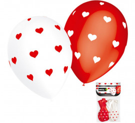 Pack of 8 Small Heart Balloons of 90 cm perimeter