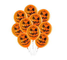 Pack de 10 Globos Calabaza tenebrosas de 30 cm