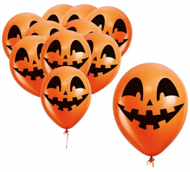 Pack of 10 30cm Pumpkin Face Balloons