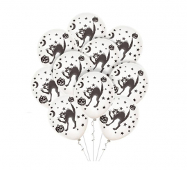 Pack of 10 Black Cats Balloons of 30 cm