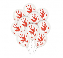 Pack of 10 Hand Balloons with Blood of 30cm