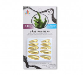 Pack of 10 metallic gold nails with Fx adhesive