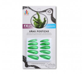 Pack of 10 green metallic nails with Fx adhesive