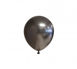 Pack of 100 Space Gray Round Chrome Balloons of 12.5 cm