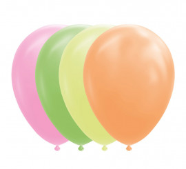 Pack of 100 Neon Metallic Balloons Assorted Colors of 30 cm