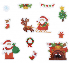 Pack de 11 Pegatinas Gel Figuritas Papá Noel de 20x25 cm