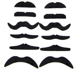 Pacote de 12 bigodes pretos