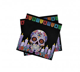 Pack of 12 Day of the Dead Napkins 33x33 cm