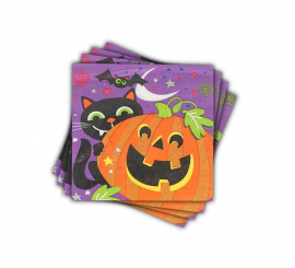 Pack of 12 Halloween Night Print Napkins of 33x33 cm