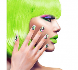 Pacote com 12 unhas de bola neon autoadesivas