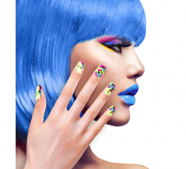 Pacote com 12 unhas autoadesivas em mosaico neon