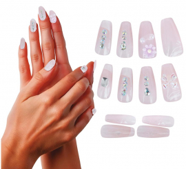 Pack de 12 Uñas con Pedrería para mujer