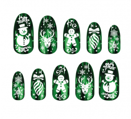 Pacote de 12 unhas verdes com cola