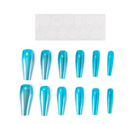 Pack of 13 Self-adhesive Nails with a Turquoise Metal Effect