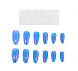 Pack of 13 Blue Holo Self-Adhesive Nails