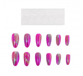 Pack of 13 Crimson Holo Self-Adhesive Nails