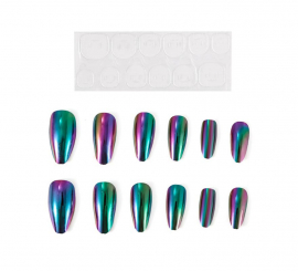 Pack of 13 Purple Holo Self-Adhesive Nails