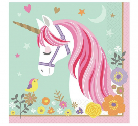 Pack of 16 Magical Unicorn Napkins of 33x33 cm