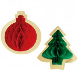 Pack de 2 Colgantes Panal Navideño de 15 cm