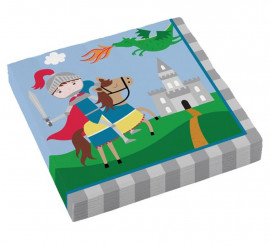 Pack de 20 Servilletas de Caballero Medieval de Papel de 33x33 cm