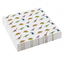 Pack of 20 Paper Dinosaur Napkins of 25x25 cm