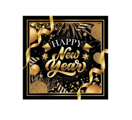 Pack of 20 Happy New Year Napkins measuring 16x16 cm