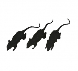 Packung mit 3 schwarzen Ratten von 6 cm