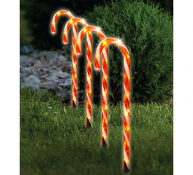 Pack de 4 Bastones de Caramelo con Led de 47 cm