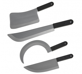 Pack of 4 assorted toy knives of 30x8 cm