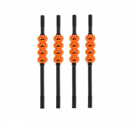 Pack of 4 black pumpkin straws