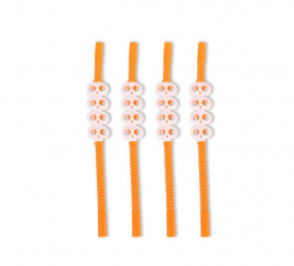 Pack of 4 Orange Skull Straws