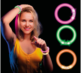 Pack de 4 Pulseras Led de 8 cm en colores surtidos