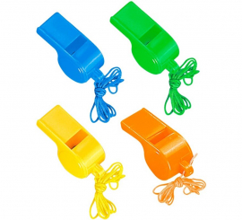 Pacote com 4 apitos com corda em cores sortidas Pacote com 4 apitos com corda em cores sortidas