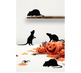 Packung mit 4 schwarzen Ratten-Silhouetten