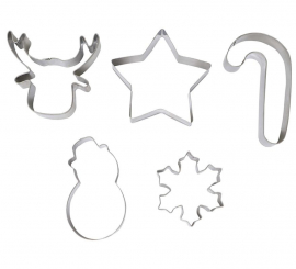 Pack of 5 Christmas Metal Cookie Molds