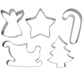 Pack of 5 Christmas Metal Cookie Molds