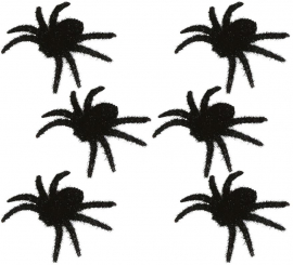 Pack of 6 Black Hairy Spiders 6 cm