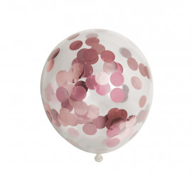 Confezione da 6 Palloncini con Coriandoli Metallici Oro Rosa 30 cm