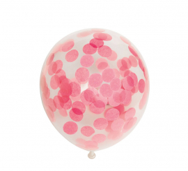 Lot de 6 Ballons Confettis Rose Bébé 30 cm