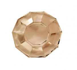 Pack of 6 pink gold decagon plates of 18x18 cm