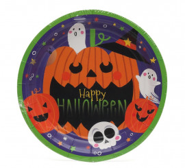 Pack de 6 Platos Happy Halloween de papel de 18 cm